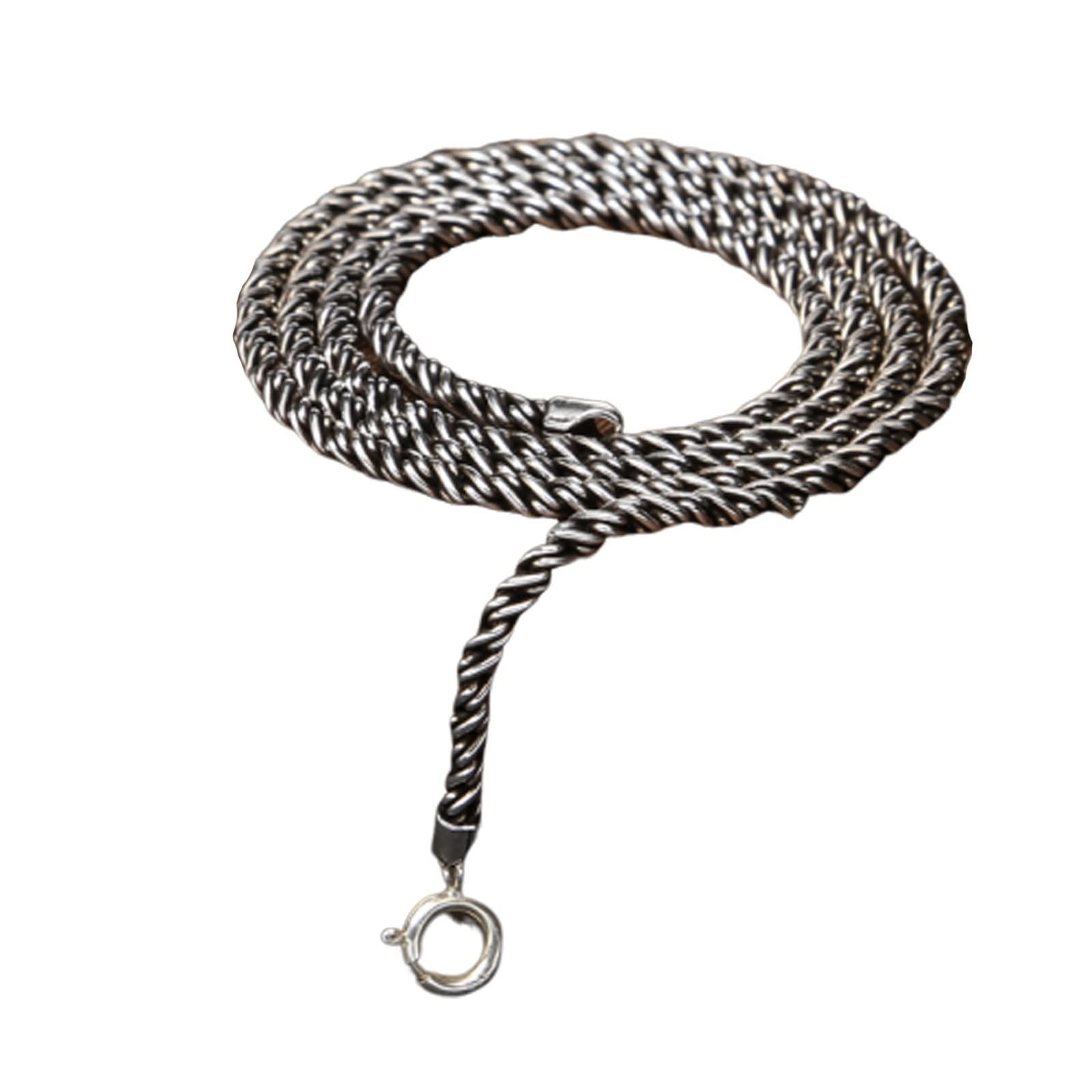Srebrny naszyjnik damski, bez wisiorka, 40 cm do 60 cm, hip hop, męski łańcuszek o szerokości od 1 mm do 3 mm, srebrny łańcuszek o splocie pszenicznym, 3mm-45cm, No Gemstone