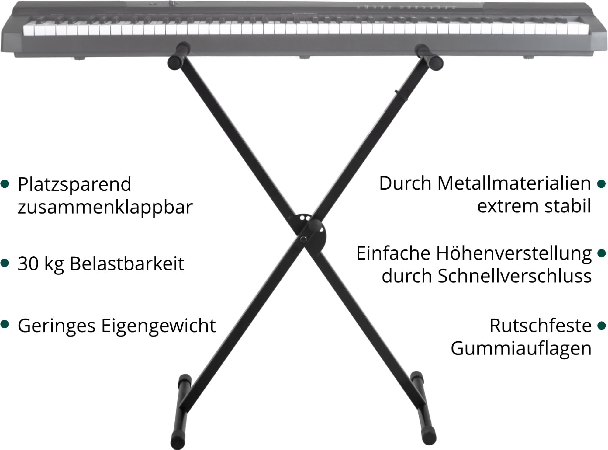 Classic Cantabile X-Keyboardständer (höhenverstellbar in 5-Stufen, klappbar, zerlegbar, stabil) schwarz