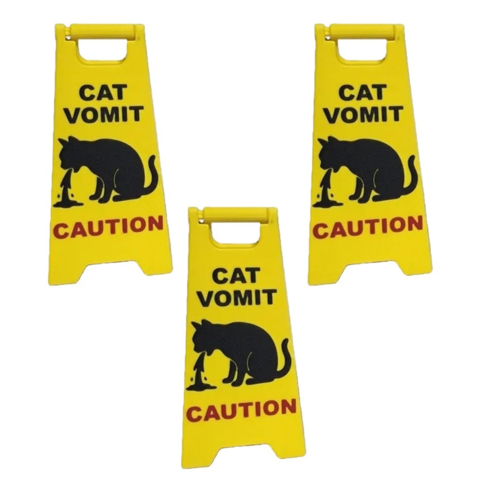 3Pcs Funny Vomit Warning Signs Humorous Desk Decor Gifts for Pet Lover Cats Vomit Caution Signs