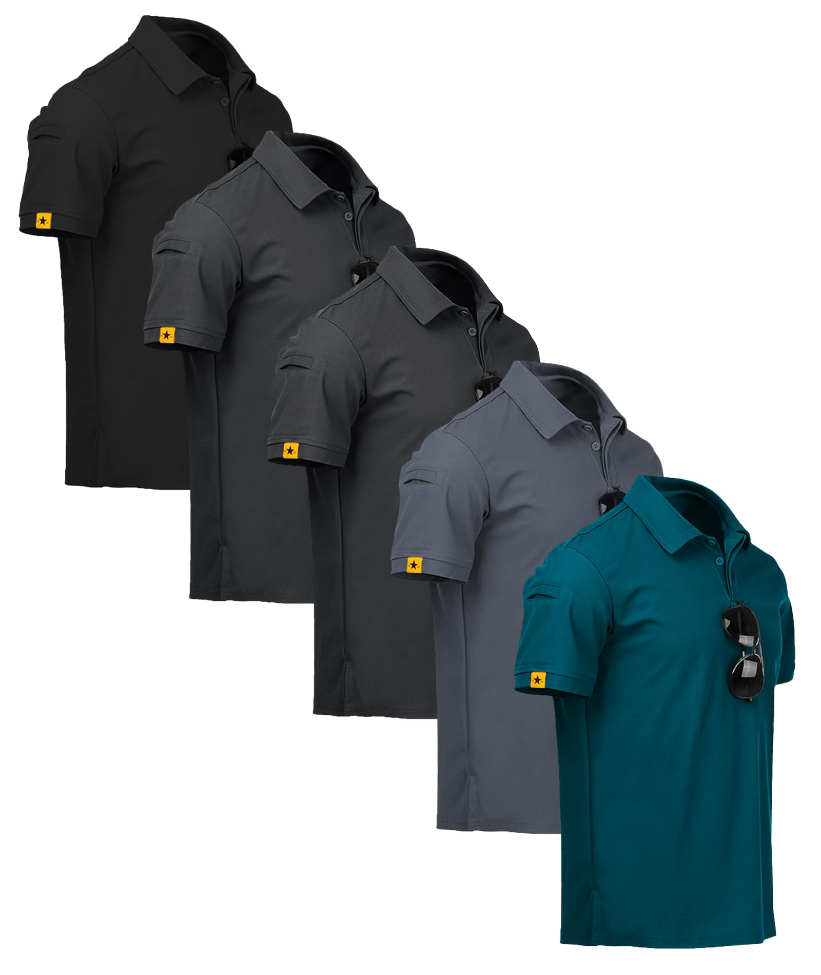ZITY 5 Pack Polo Uomo Manica Corta Maglietta Traspirante ad Asciugatura Rapida Uomo Polo Estate Camicia Sportiva Camicia da Golf Regular Fit Polo Uomo