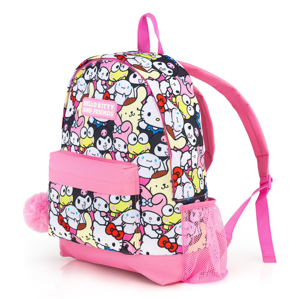 Hello Kitty and Friends Girls School Backpack | Teens and Kids Travel Rucksack with Fluffy Charms