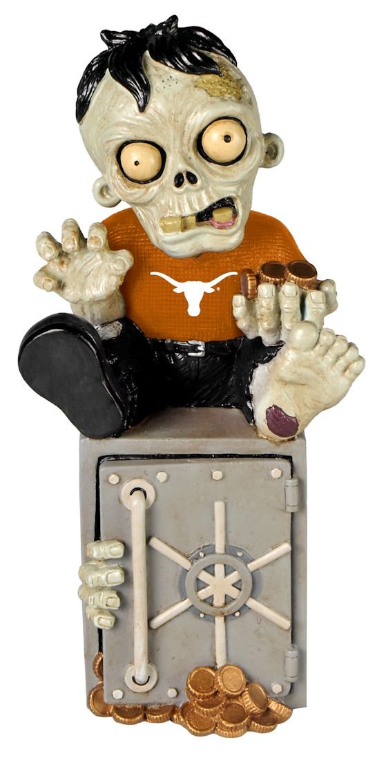 Forever Collectibles NCAA Texas Longhorns Unisex Zombie Figurinezombie Figurine Bank, Team Color, One Size