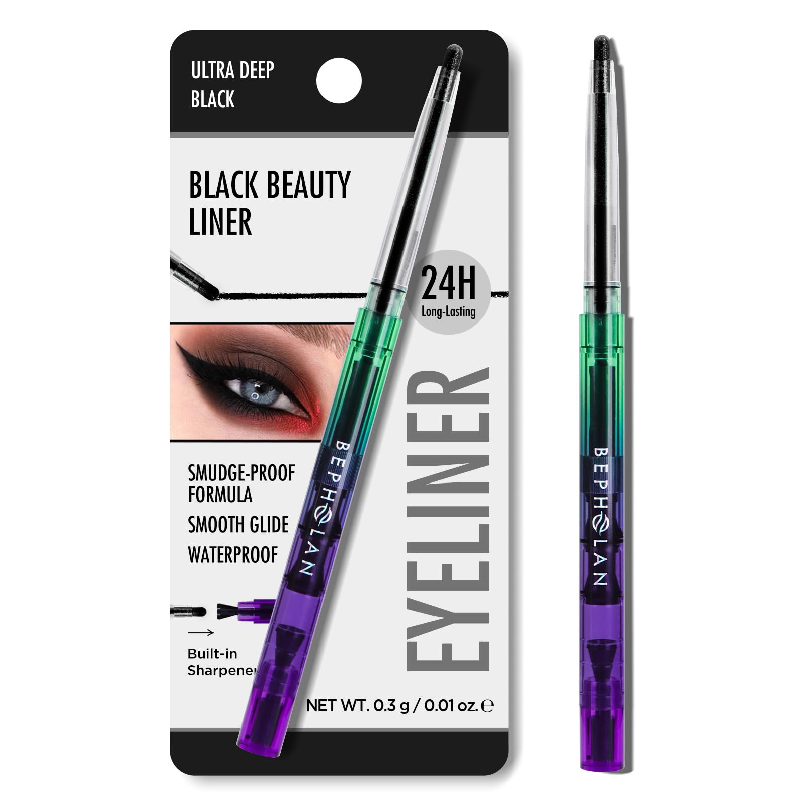 BEPHOLAN Black Eyeliner Pencils,Waterproof Gel Eyeliner Pencil for Women Waterproof Smudge Proof Long-lasting (Black Pencil)