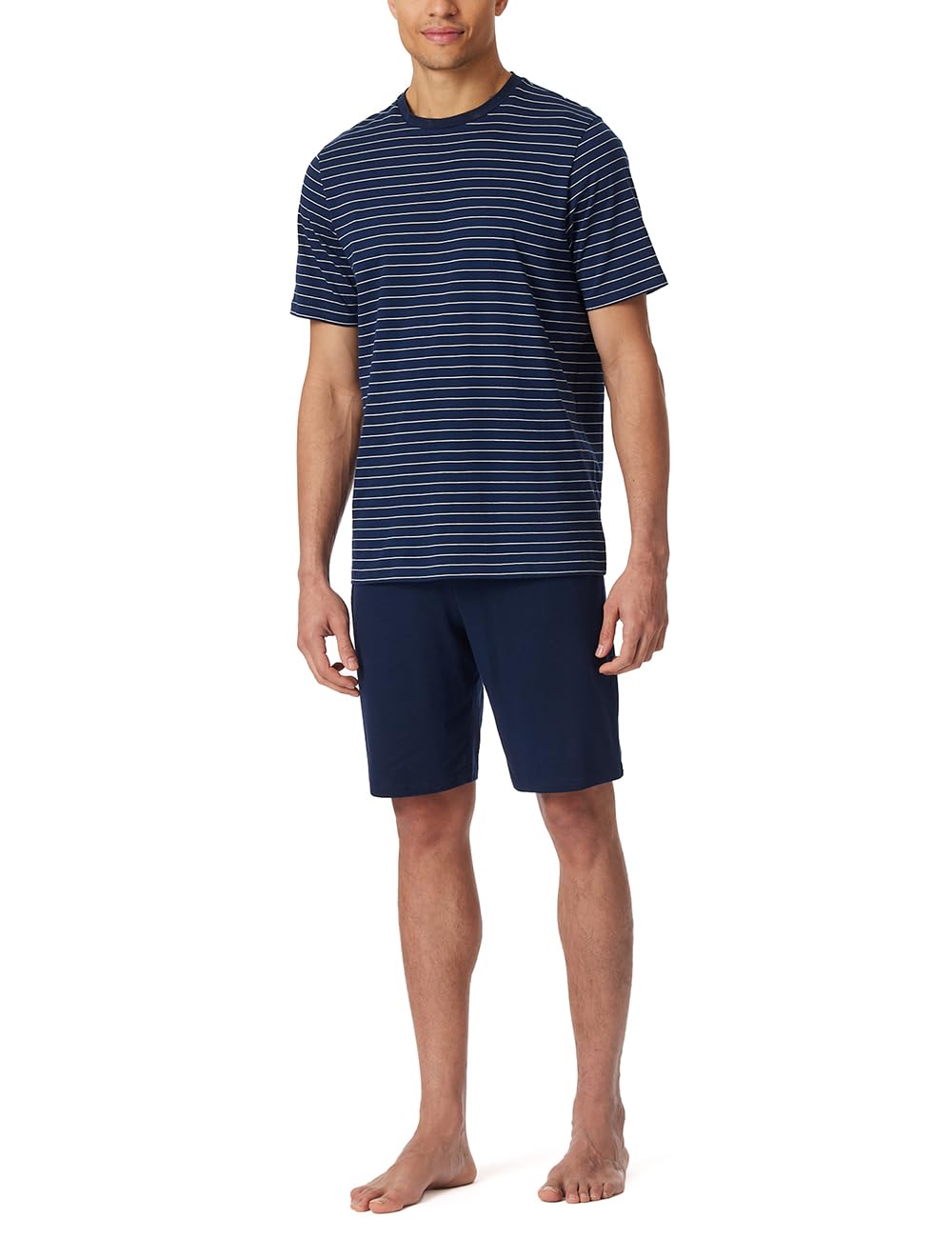 Schiesser Herren Schlafanzug (kurz) – Casual Essentials, Rundhals, Baumwolle Dunkelbla 2XL