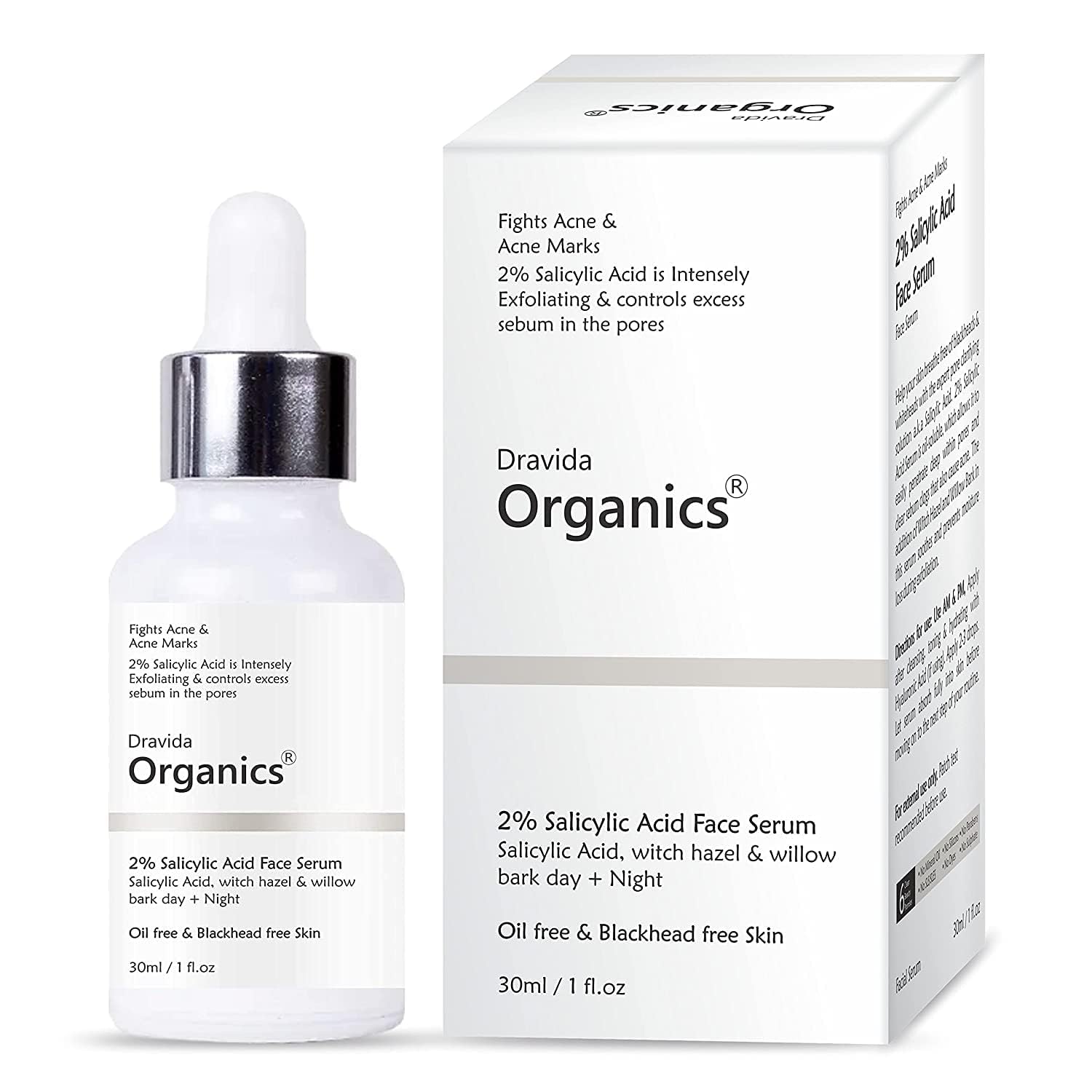 LOGY Organics 2% Salicylic Acid Serum for Acne, Blackheads & Open Pores | Reduces Excess Oil & Bumpy Texture | BHA Based Exfoliant for Acne Prone or Oily Skin | 30ml