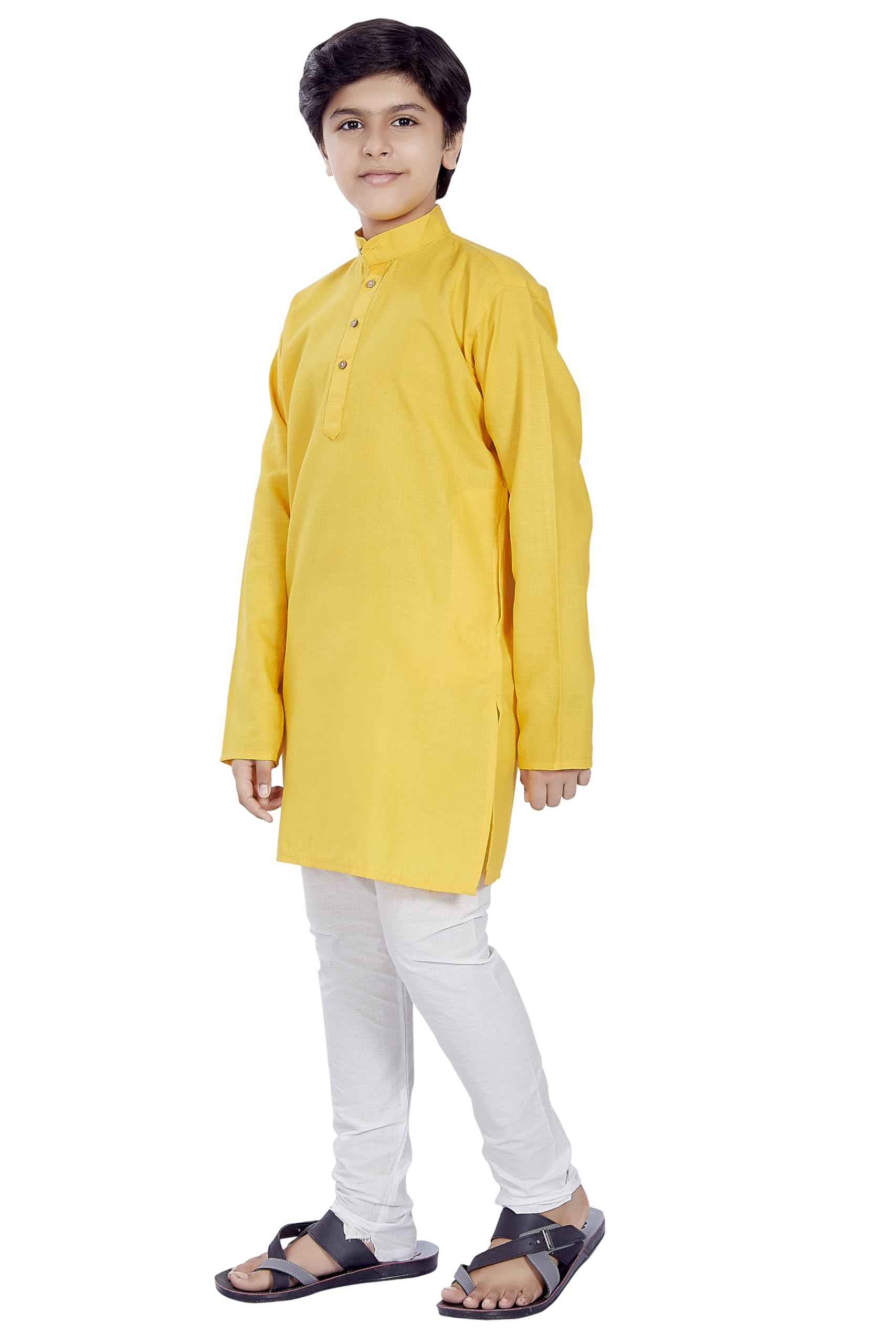 Divisive Boy's Plain Cotton Blend Ethnic Kurta Pyjama Set (Dkd3_18_Mango)