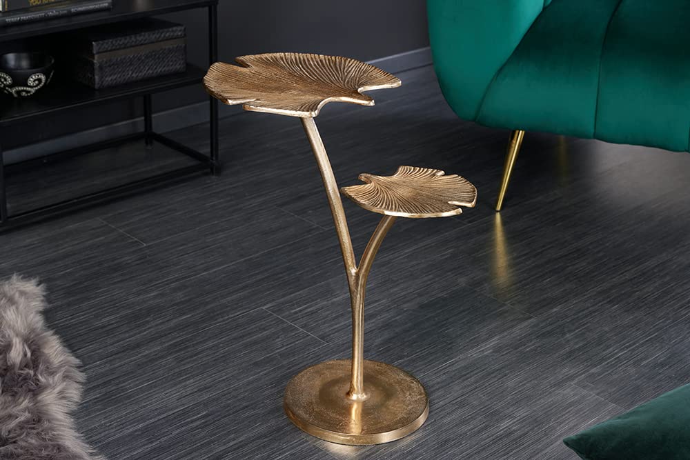 Beistelltisch GINKGO LEAFS 50cm - gold - Metall - handgefertigt Couchtisch