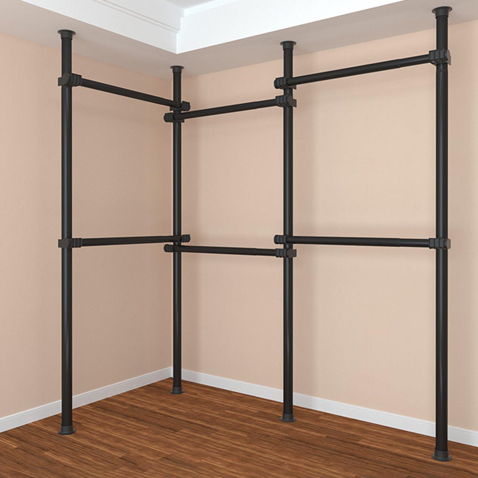 Porte-manteau extensible et robuste avec rail télescopique sans perçage