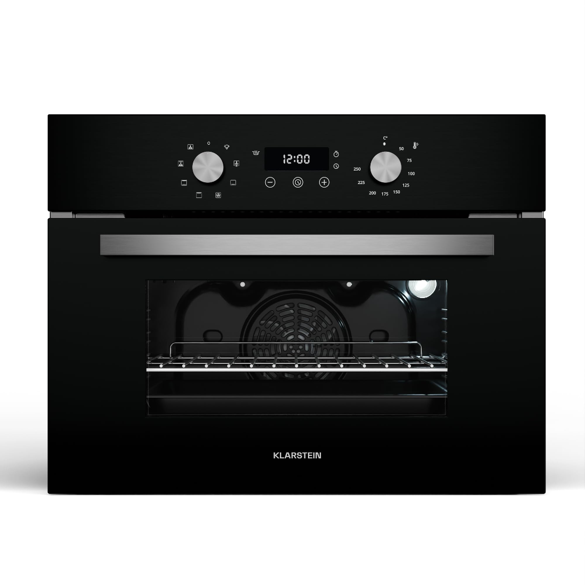 Klarstein SpaceSmart - Forno da Incasso, 41L, 8 Funzioni, Pulizia a Vapore, Timer Digitale, Forno Elettrico Ventilato, Sportello a Doppio Vetro Rimovibile, Classe Energetica A, Design Compatto