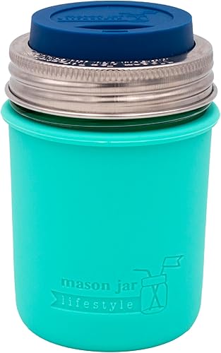 Miniatura 8 de Mason Jar Lifestyle - Fundas de silicona de media pinta de 8 onzas para proteger la bola, Kerr, tarros de conservas acolchados (gris carbón, 2