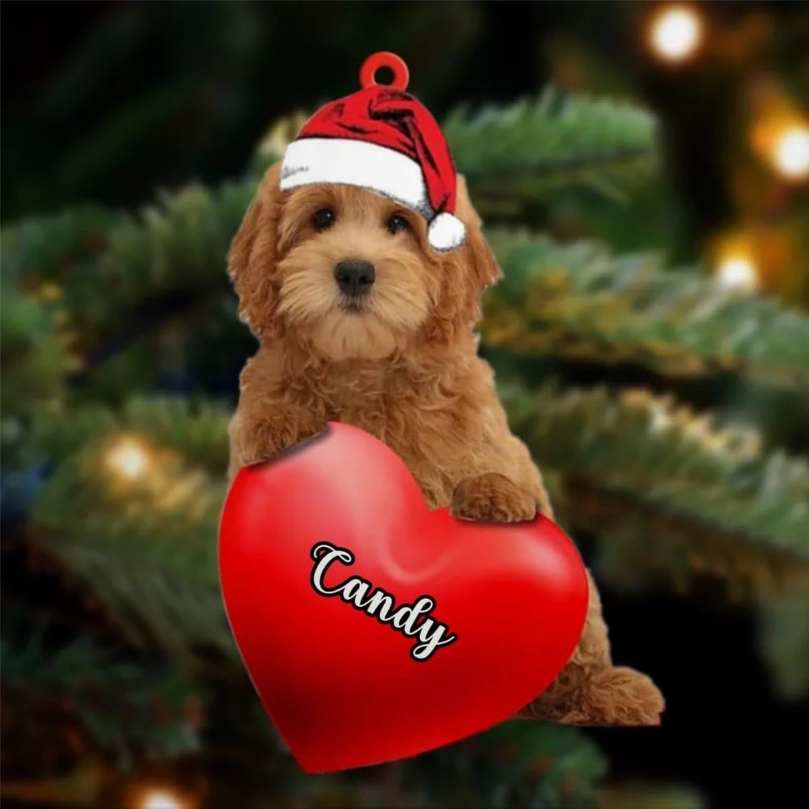 Luckluccy Golden Doodle Red Custom Christmas Love Acrylic Ornament 2025,Gifts For Dog Lover,Tree Decor,Christmas Ornament