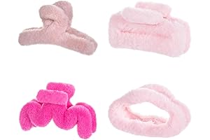 4-Piece Pink Fluffy Luxurious Hair Accessories