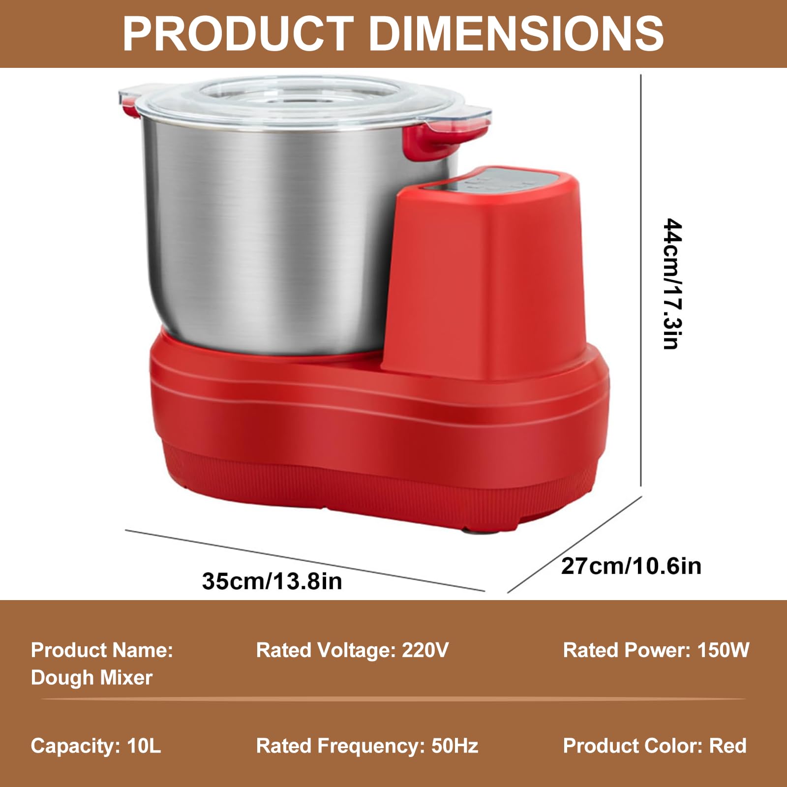 Impastatrice Verticale, Impastatrice da 10 Litri con Funzione Fermentazione, Miscelatore da 150 W E Timer Intelligente per Una Rapida Preparazione Dell'Impasto