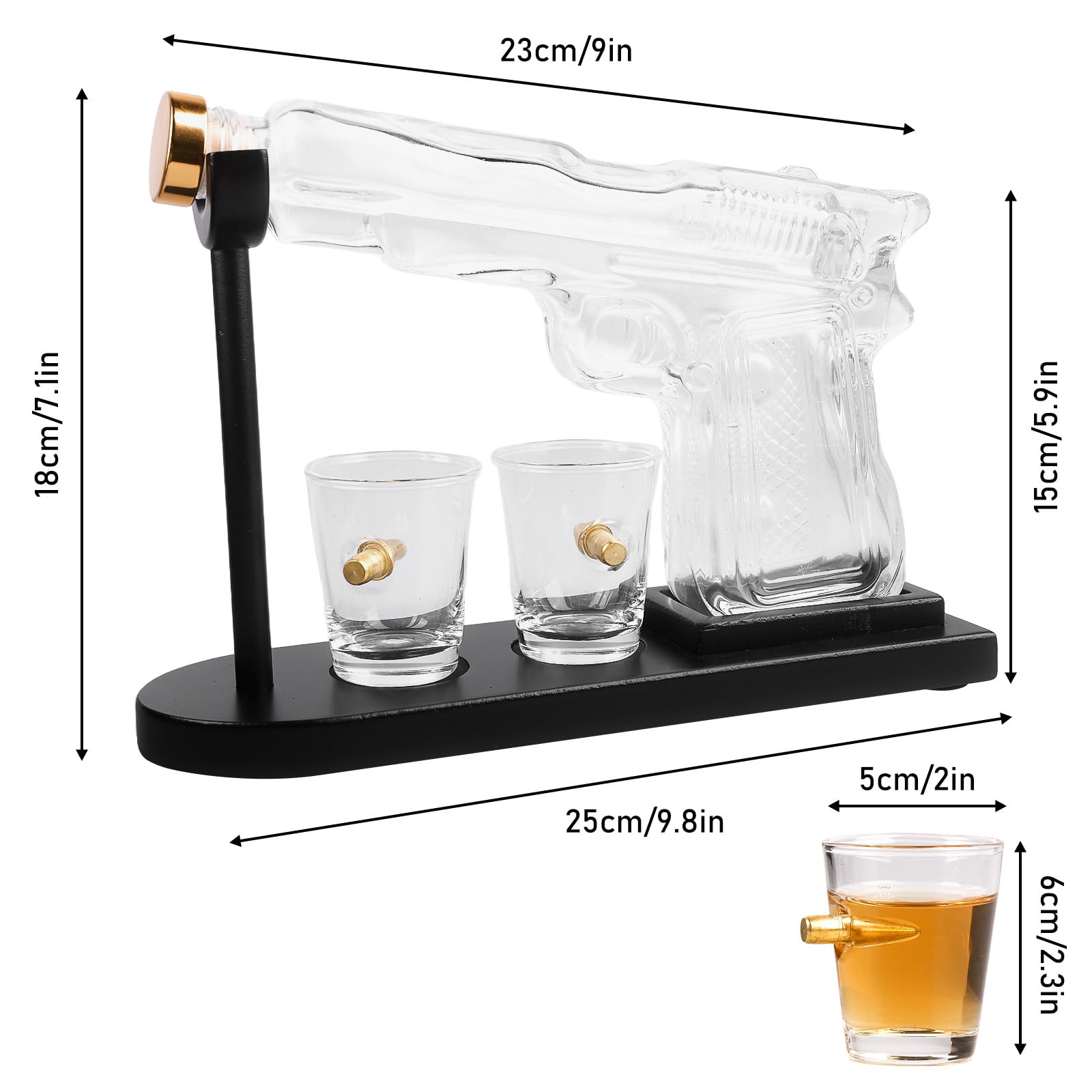 Juego de regalo de whisky personalizado con 2 vasos de bala y jarra, decantador de whisky de cristal, regalos de whisky para hombres, regalo de cumpleaños para hombres, cumpleaños y día del padre