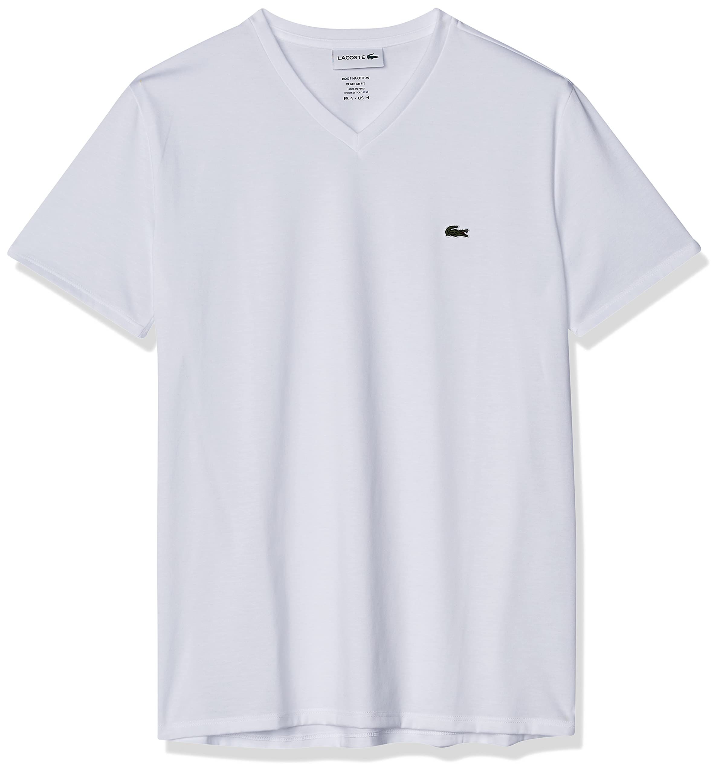 LacosteMens Short Sleeve V-Neck Pima Cotton Jersey T-Shirt