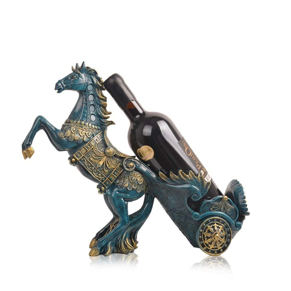 Figurine cheval bleu décorative pour casier à vin de salon