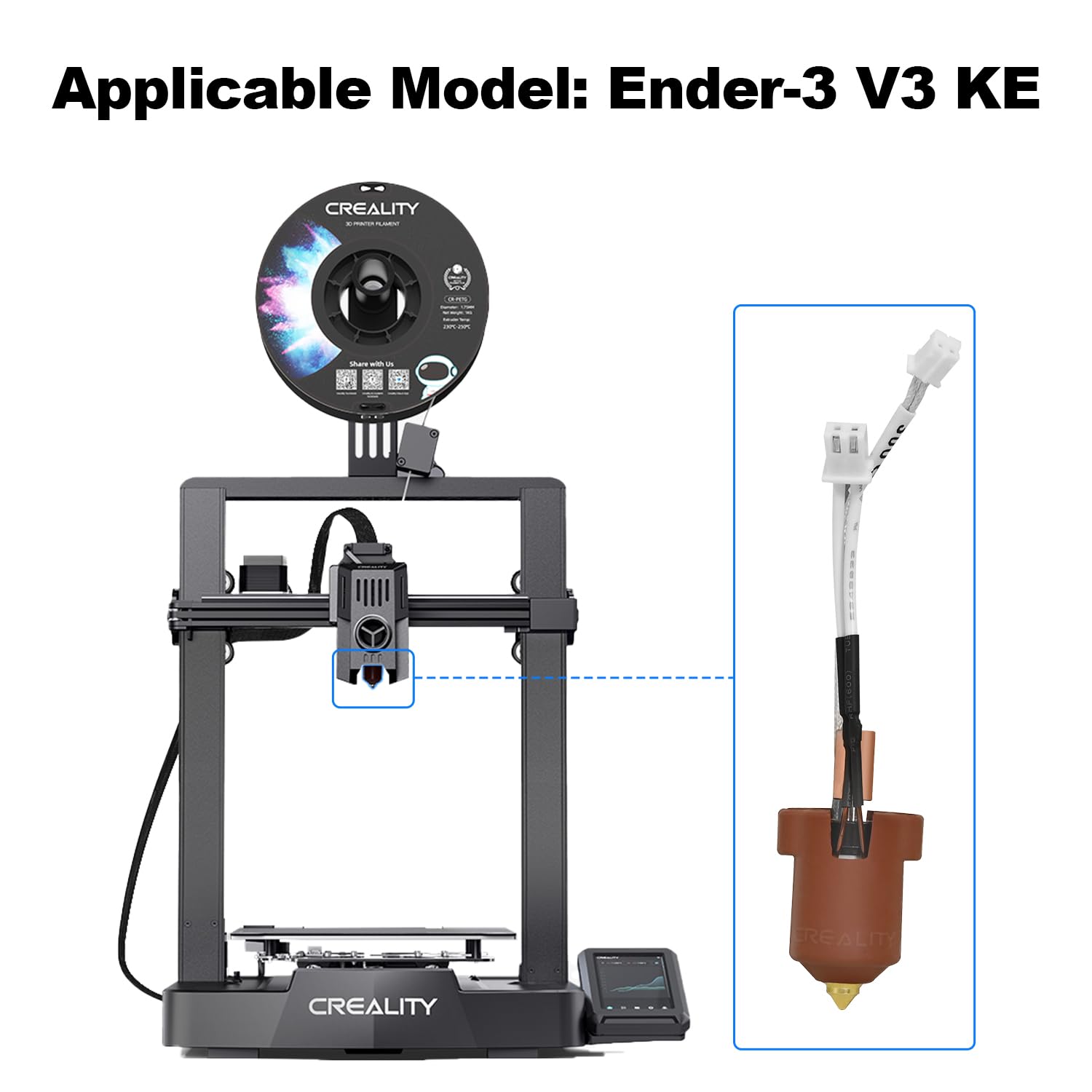 Produktbild von Creality Ender 3 V3 Keramik-Heizblock-Kit – 300°C, 60 W, Für Hochgeschwindigkeitsdruck, Inkl. 0,4-mm-Düse