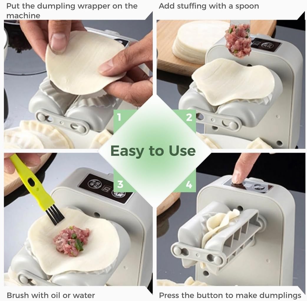 Rechargeable Household Dumpling Press Mould with Brush and Spoon, Electric Dumpling Maker, Automatic Dumpling Making Machine