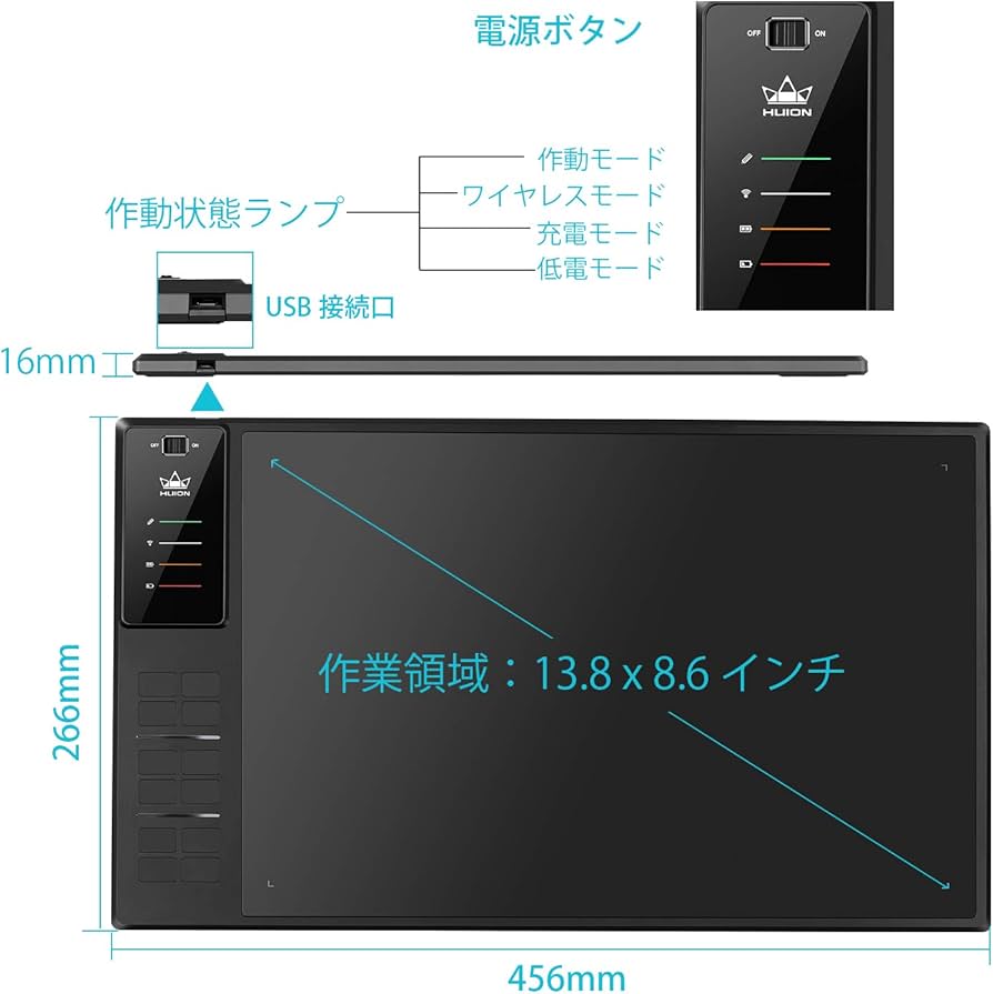 Amazon.co.jp: HUION ペンタブ ペンタブレット 板タブ スマホ対応