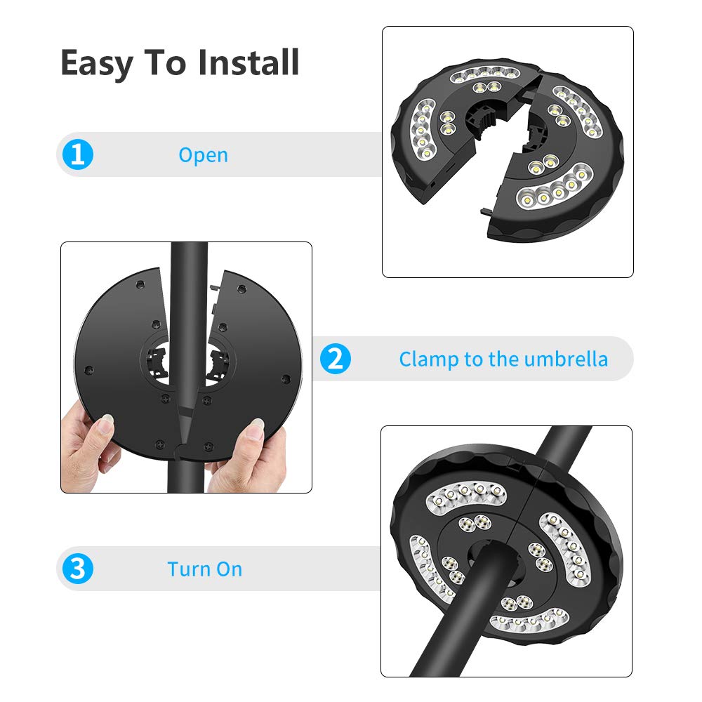 Luci LED Per Ombrellone Da Esterno Ricaricabile USB - 28 LED, 2 Modalità, Batteria 4400mAh - Foto 7