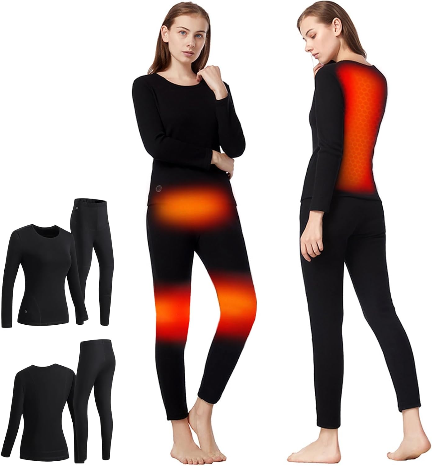 Carbon Fiber Heated Underwear Set, USB Smart Electric Heating Thermal Underwear, Outdoor Men and Women Shirts Pants