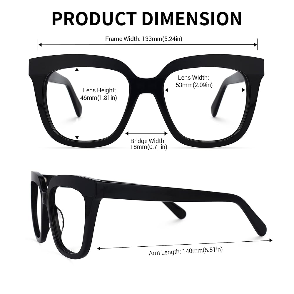 Zeelool Oversize Thick Square Eyeglasses Classic Full Rim
