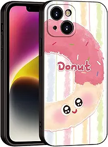 Donut Pattern Phone Case for iPhone 14 - Pink Frosting with Colorful Sprinkles, Soft Cute Protective Cover for Girls & Women (B1-Cartoon Cute Donut)