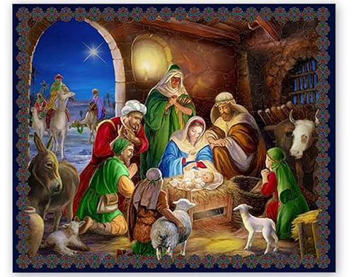 Christmas Nativity Fabric 36x44 Fabric panel image