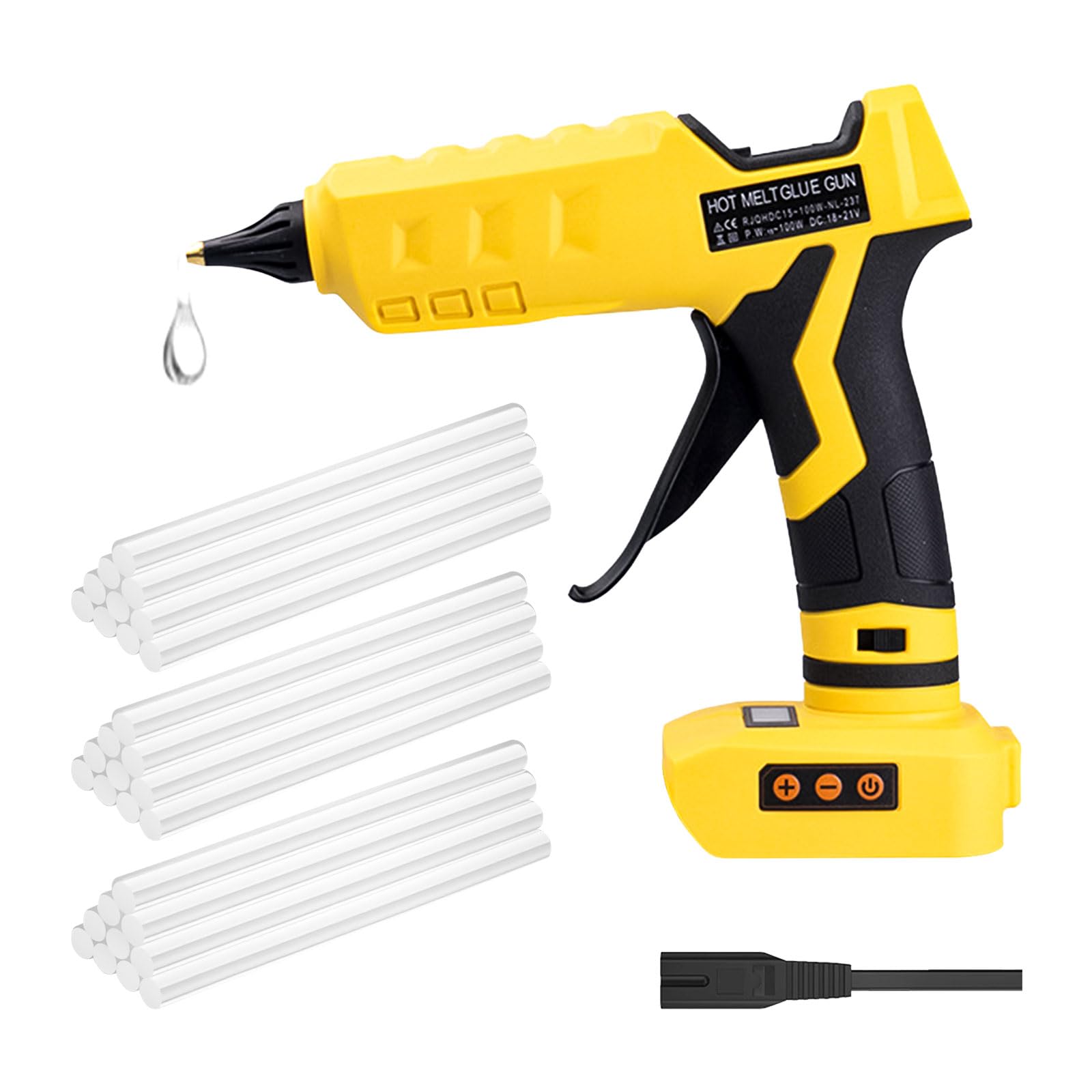 Pistola de pegamento caliente inalámbrica Dewalt 18 V/20 V, 100 W, 30 barras 11 mm para reparación, manualidades, arte