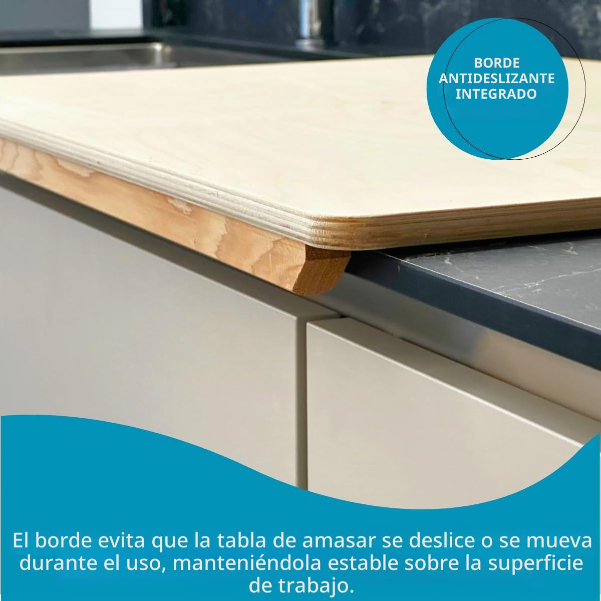 TOMAINO - Tabla para amasar de madera de abedul - Tabla para la pasta, pizza y pasteles (90 x 50 cm)