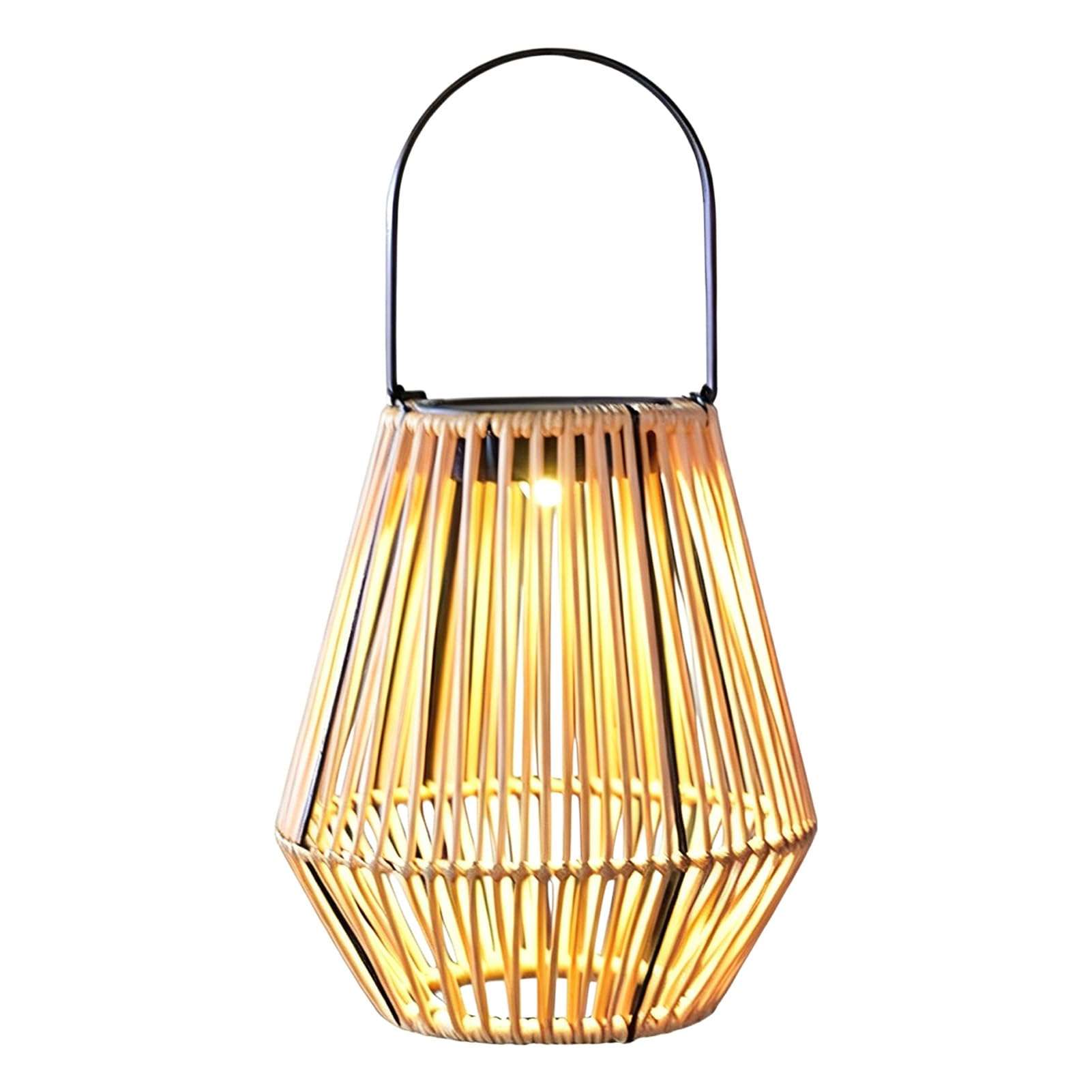 Solar Lights Outdoor Garden.Yard Lanterns. Garden Ornaments Outdoor Faux Rattan Woven Solar Powered Hanging Lamp, Rustic Waterproof Decor for Yard Balcony Patio Porch B