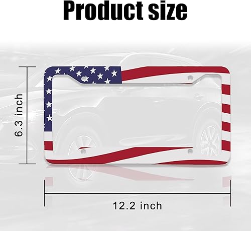Miniatura 2 de gunhunt 1 PC American Flag License Plate Frame, 4 Holes Patriotic License Plate Frame, Stainless Steel Aluminum lisences Plate Frame with Screws,