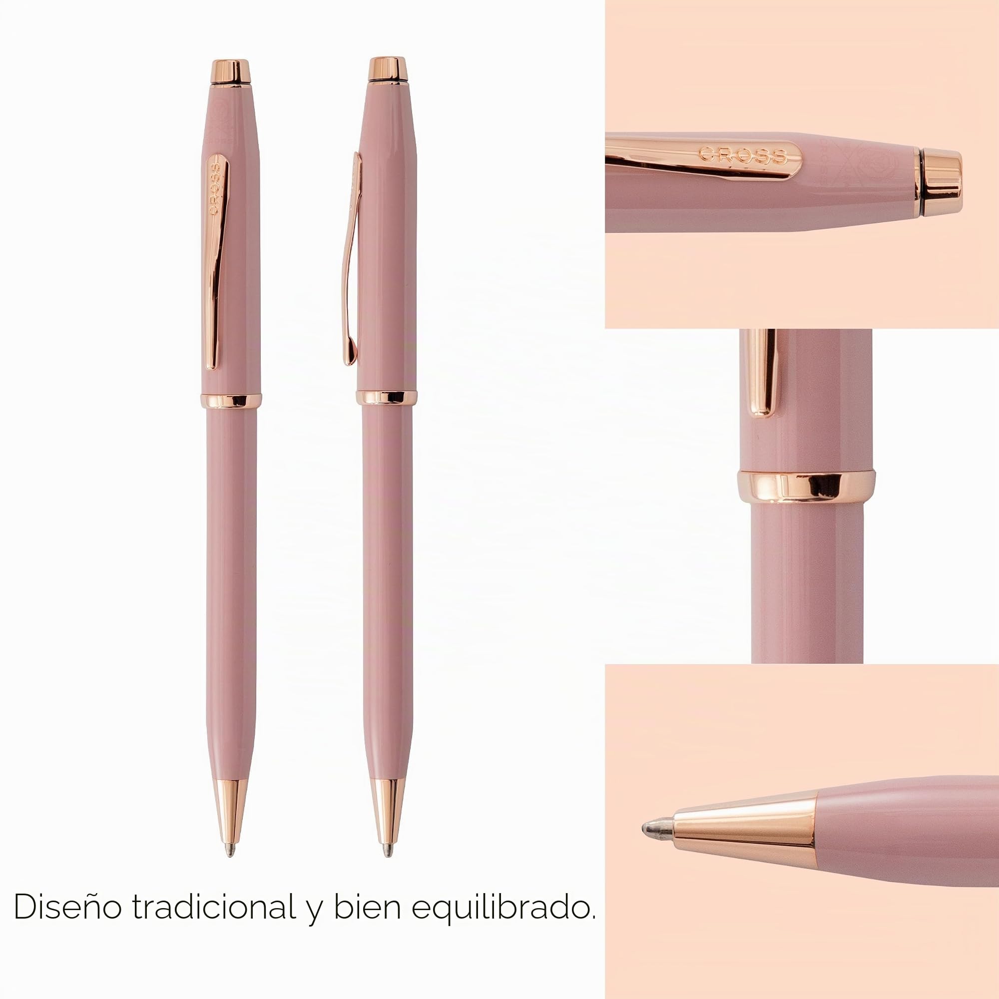 Cross Century II - Bolígrafo (trazos M, tinta negra, incluye caja de regalo), color rosa y rosa