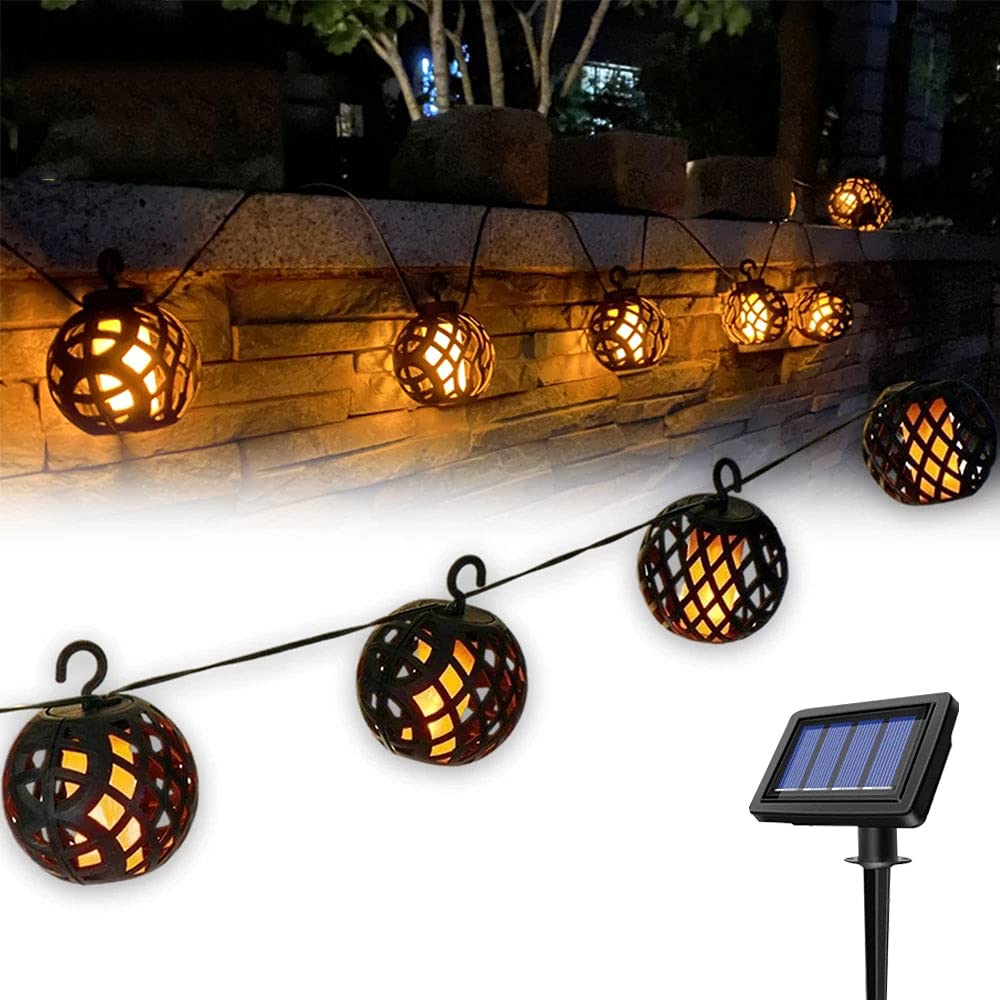 Lanterne à flamme solaire extérieure 8 LED étanche Braceletlxy pour terrasse et balcon