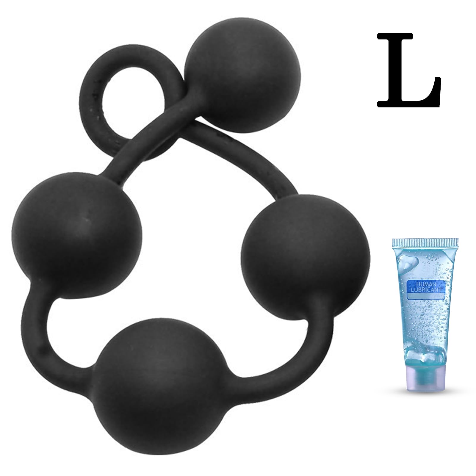 BDSMAGE Tapón Anal de Silicona Extra Largo, Tapón Anal con 4 Bolas, Dilatador Anal Juguete Sexual Erótico para Hombres y Mujeres, Masturbador Juego de Juguetes Anales (L)