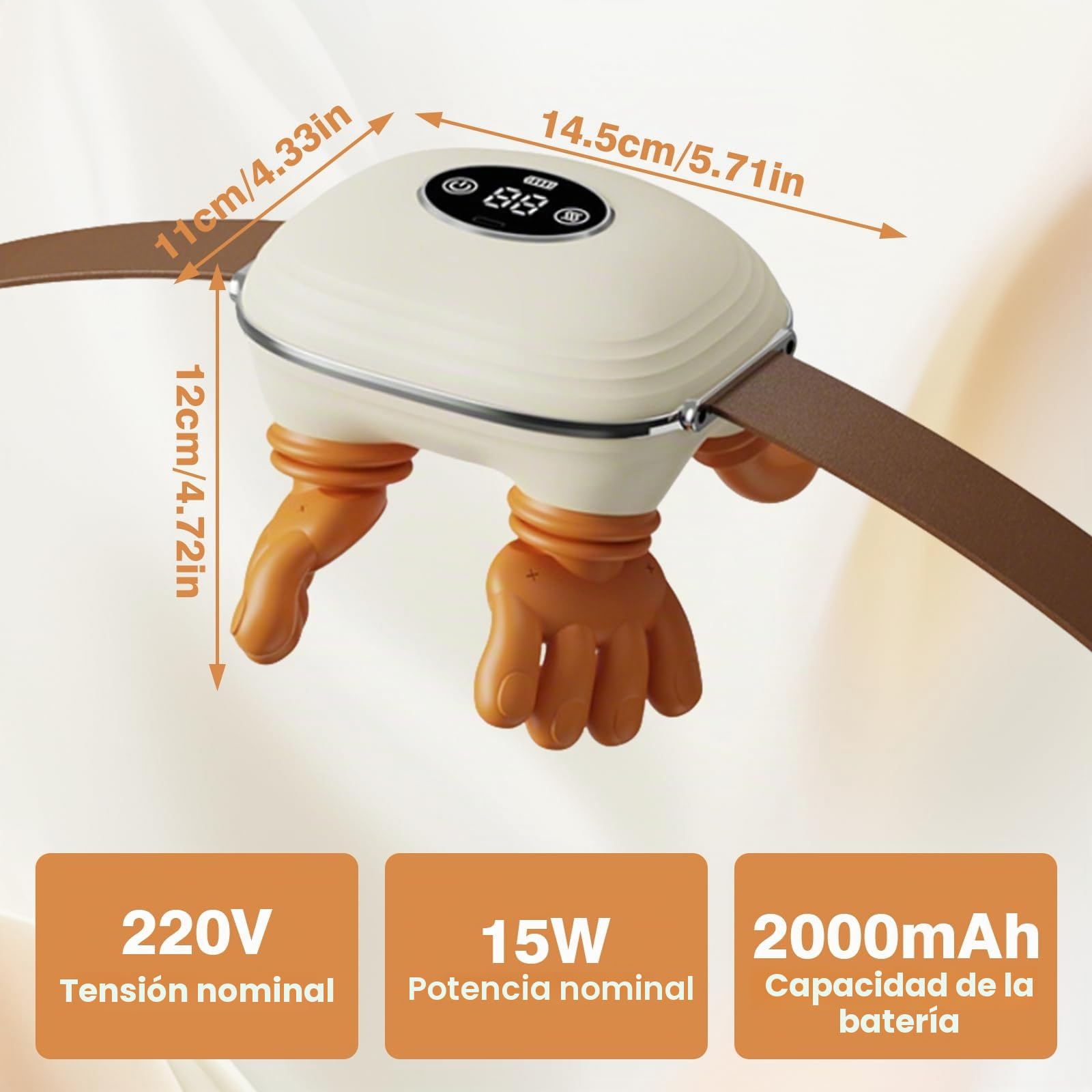 Masajeador Cervical y Espalda 4D a Mano Biónica, Masajeador Cuello Eléctrico, Masajeador de Cuello Inalámbrico 4D con 3 Niveles de Intensidad y 2 Niveles de Calor para Relajar Los Músculos (blanco)
