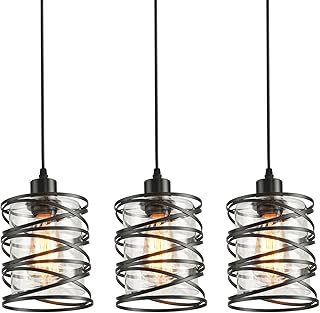 3 Pack Pendant Light Kitchen Island Pendant Lighting, Glass Hanging Ligh...