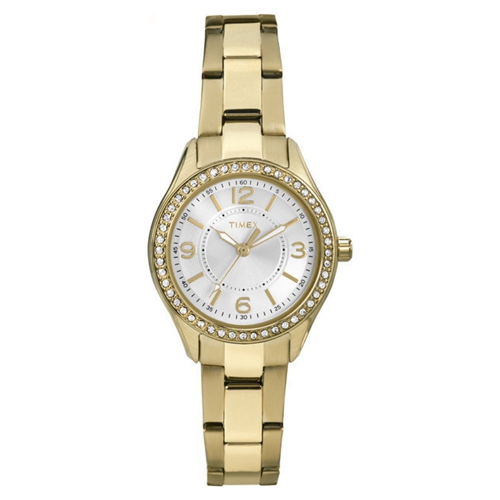 Timex TW2P80100 Womens Ladies Miami Mini Gold Plated Stone Set Bracelet Watch