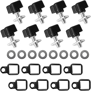 Set of 8 Hardtop Quick Removal Fastener Thumb Screws Nuts Kit & 8 Pack D Ring Tie Down Anchors for Jeep Wrangler YJ JK JKU JL JLU Sports Sahara Freedom Rubicon Unlimited 2 Door 4 Door 1995-2019