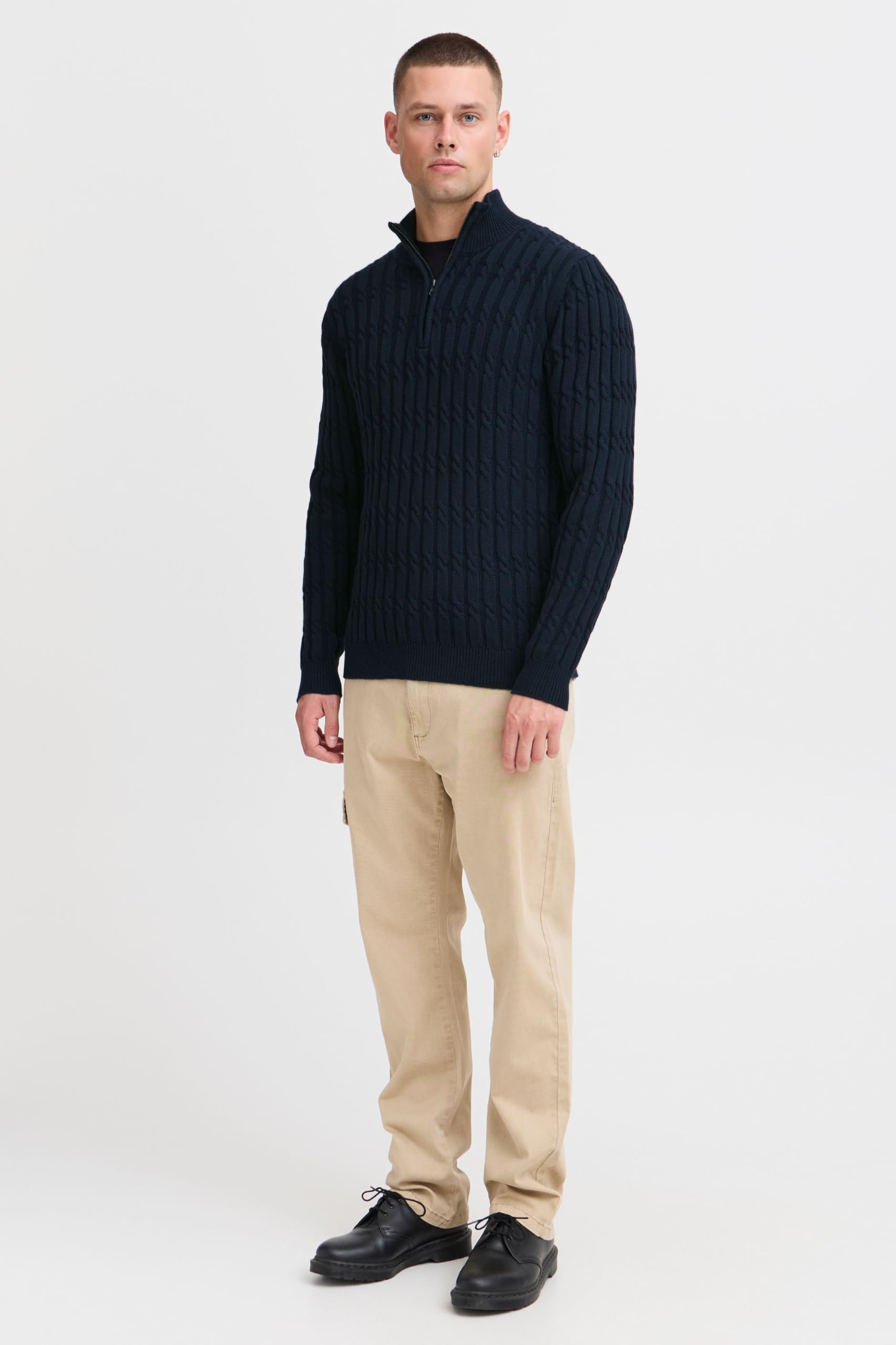 Indicode IDPaulo Herren Strickpullover Troyer Grobstrick Pullover