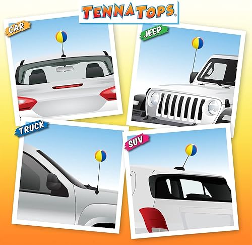 Miniatura 3 de Tenna Tops Summer Fun - Bola de playa para antena de coche bola de espejo o tablero de instrumentos accesorio automático