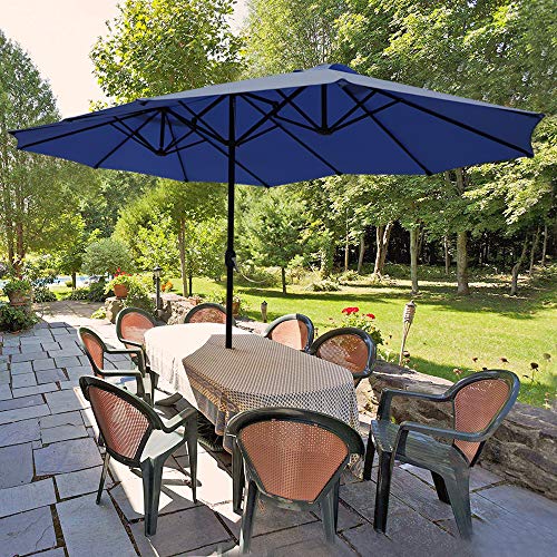 Cobana 15 Ft Market Outdoor Umbrella Double Sided Aluminum Table Patio Umbrella With Crank Navy Buy Online In Belize At Desertcart