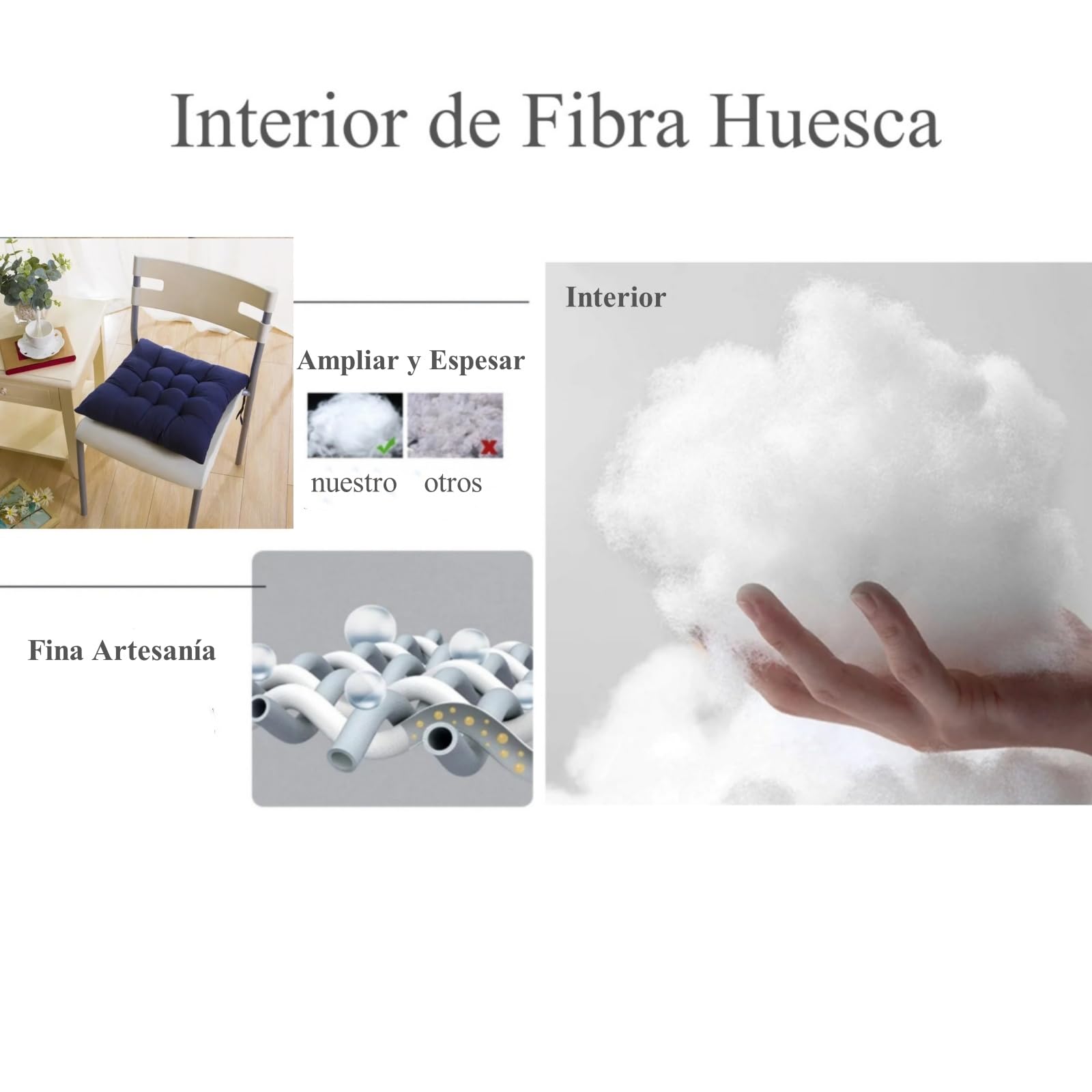 Super Mundo - Pack 6 Cojines para Sillas con Correas de sujeción, 40 x 40 x 8 cm, Ideal para decoración jardín Interiores y Exteriores (6 Pack, Azul Marino)