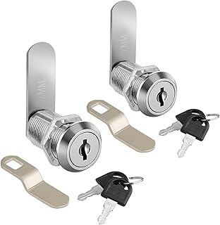 LAIWOO Cabinet Locks with Keys, 2 Pack 1-1/8 Inch Cylinder Lock Cabinet Cam Lock Set for Secure File Drawer Mailbox RV Camper Door Tool Box, Zinc Alloy