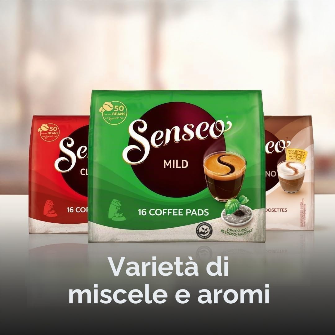 Senseo - Macchina da caffè a cialde Original Plus, tecnologia caffè a cialde, plastica riciclata, verde deserto (CSA210/80)