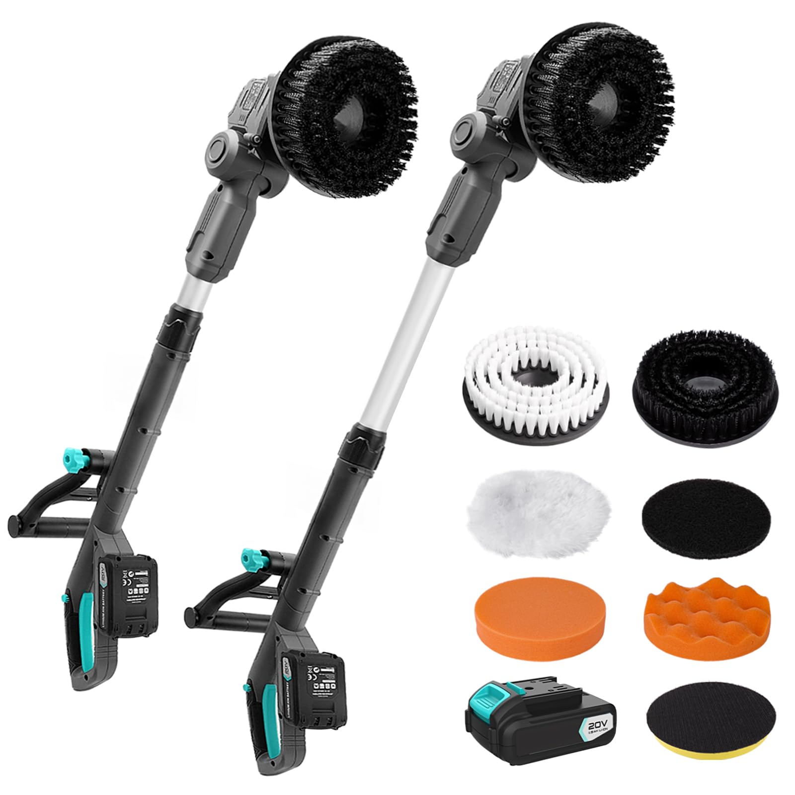 EcoBuild Heavy Duty Cordless Spin Scrubber for Tough Outdoor Dirt – 20V Electric Cleaning Brush with Replaceable Heads & Li-ion Battery, Ideal for Patio, Tile, Grout & Grooves