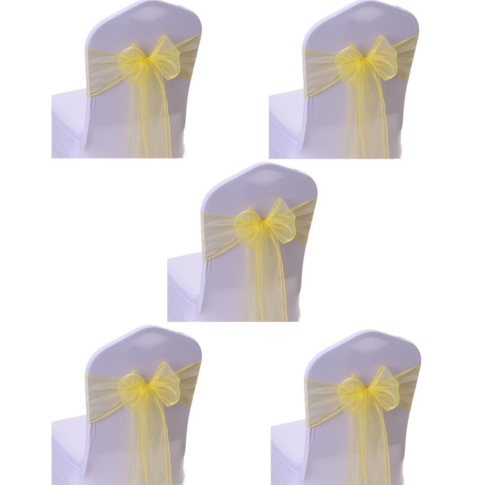 Ywluuoo Yellow Bows For Chair Cover, Adjust Length Chair Ribbons Bows For Wedding Enhances Event Space Wedding Event