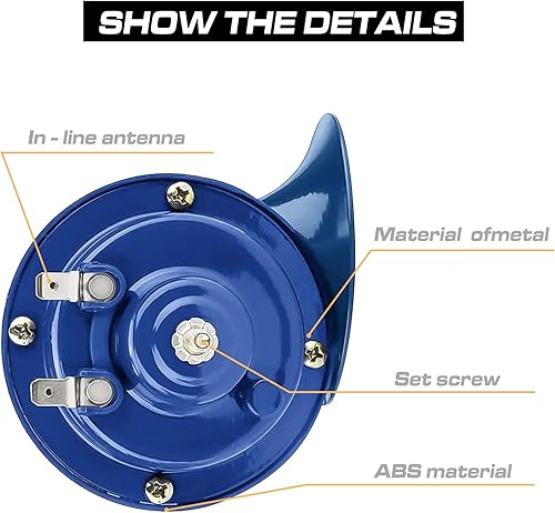 Miniatura 5 de Paquete de 2 bocinas de tren con sonido de 300 DB súper fuerte, bocina de alarma de seguridad impermeable de 12 V, kit de reemplazo de bocina doble