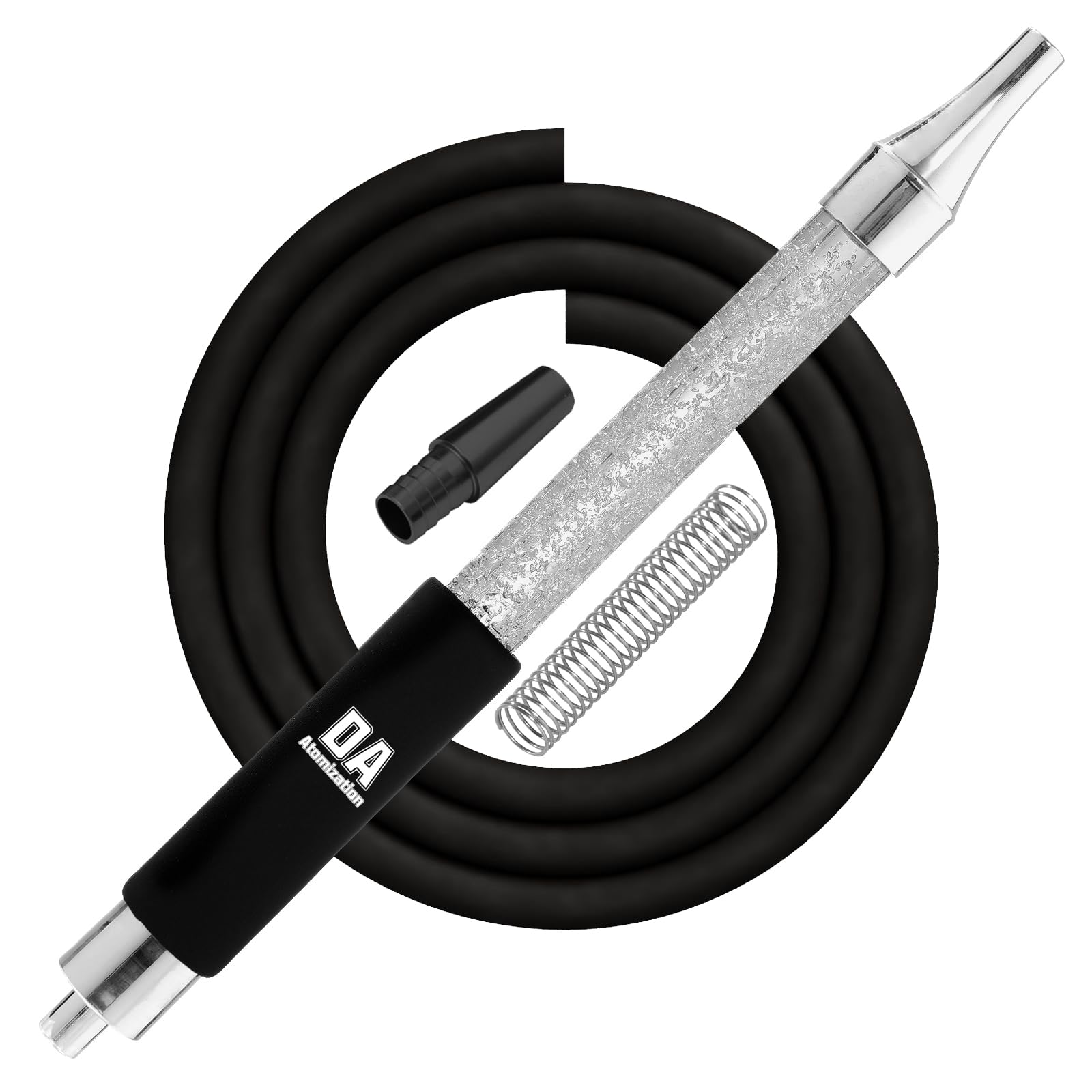 Premium Rainbow Silicone Hookah Hose - 62" Long Hose with Cooling Aluminum Handle &amp; Spring Flex Prevention (White)