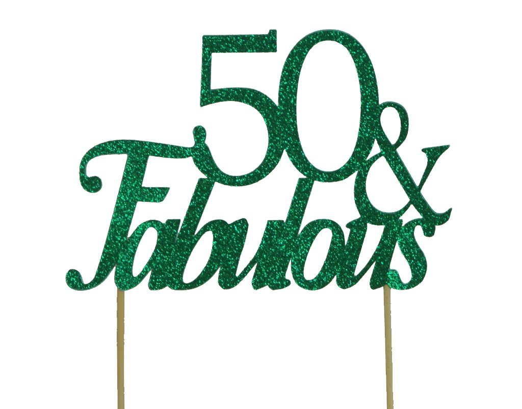 All About Details Green 50-&-fabulous Cake Topper